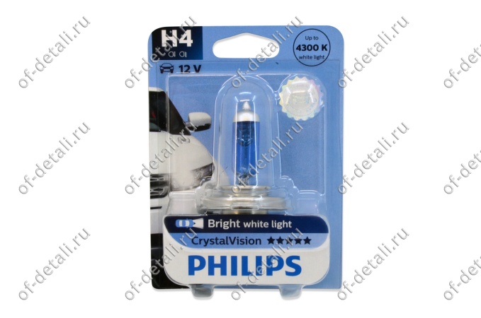 PHILIPS H4 Crystal vision 12V 60/55W  лампа галогеновая 1шт